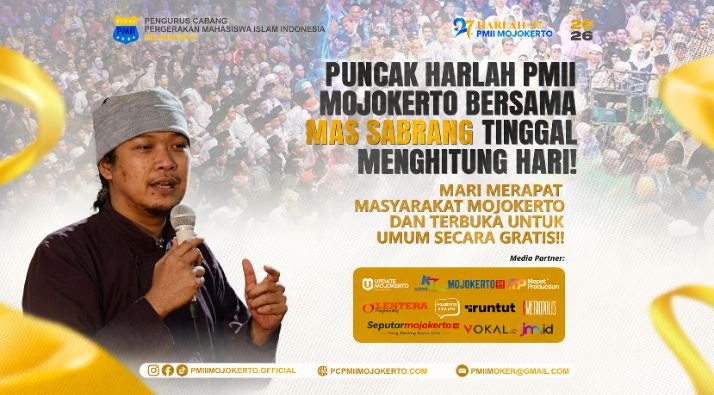 Harlah ke-27 PMII Mojokerto, Mas Sabrang Bakal Hadir di Sinau Bareng